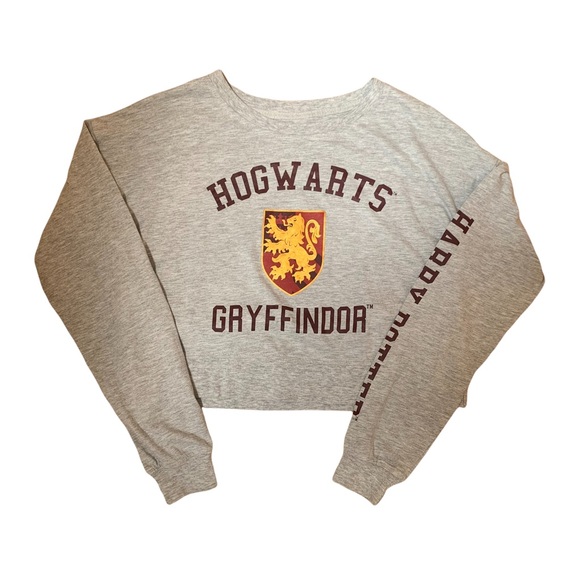 Harry Potter Gryffindor Grey and Maroon Long Sleeved Cropped Tee - Picture 3 of 8